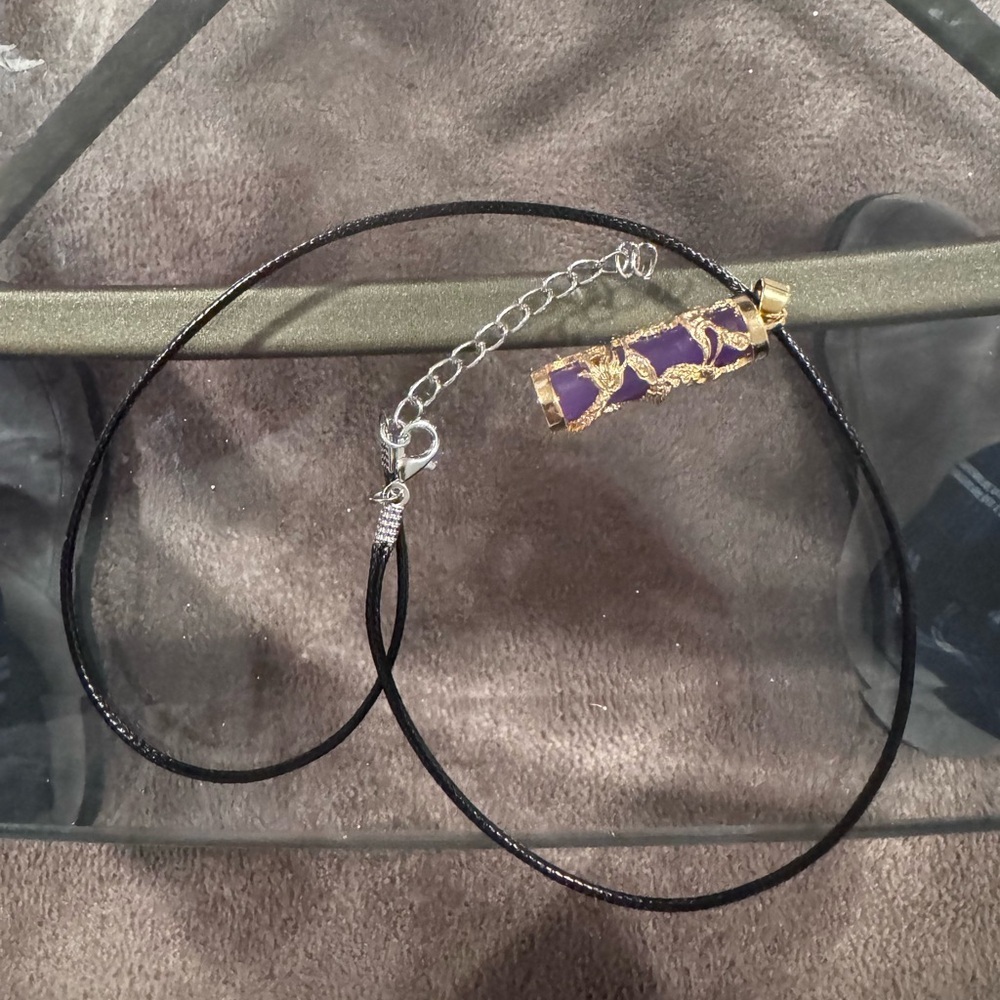 Elegant Gold and Purple Dragon Pendant Necklace. (Unisex) - Picture 4 of 5